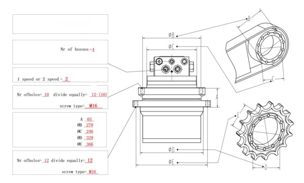 Final Drive Track Travel Motor for Hitachi ZX75UR - Image 2