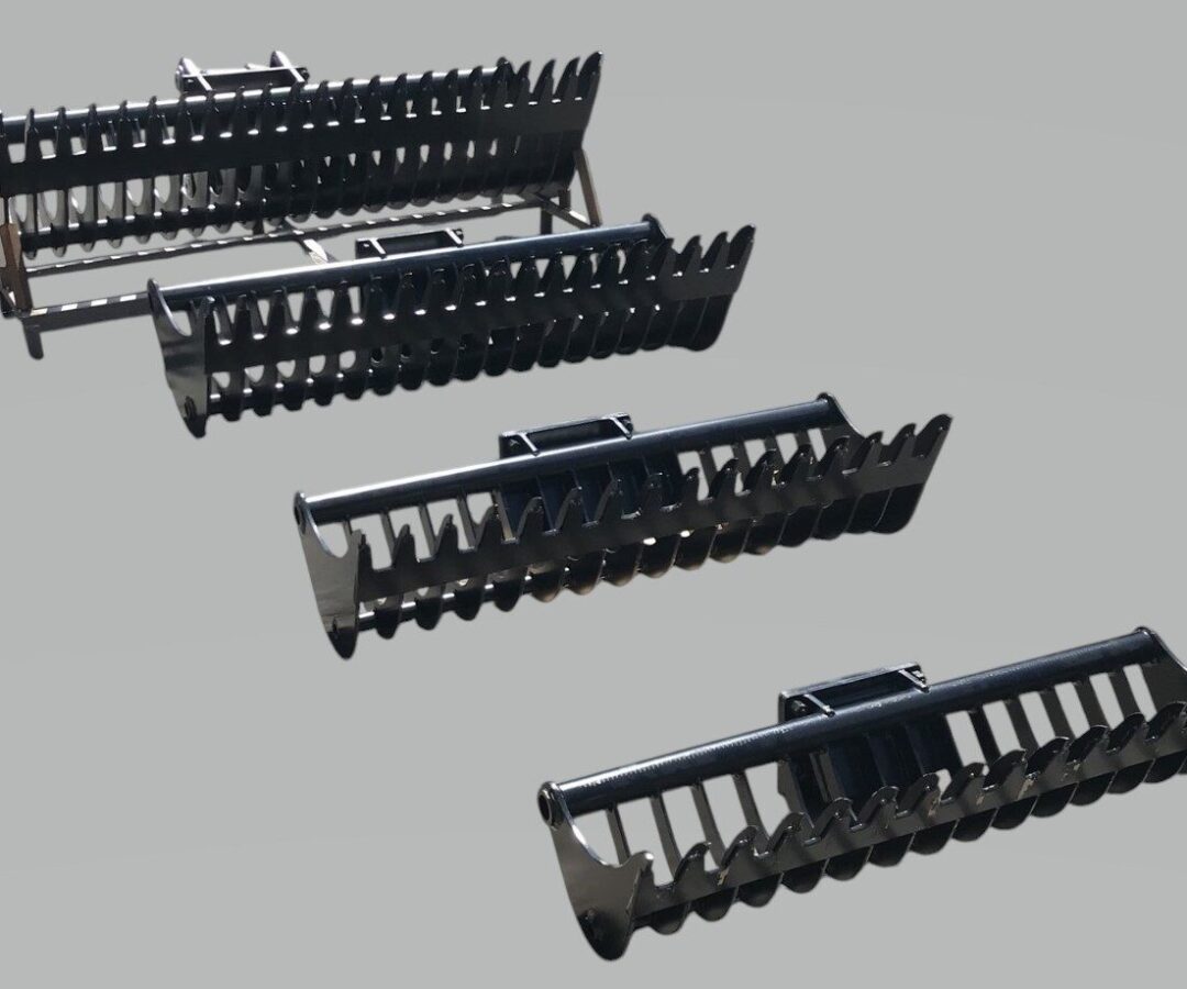 Fleco Land Stone Rake Bucket 1200mm wide 1.5 ton to 3.8 ton Digger Excavator