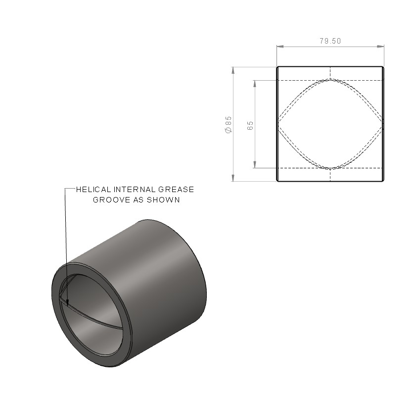 65x85x79.50 bush 65x85x79.50mm Internally Greased Bush - Image 1